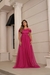 Vestido Longo de Festa Ombro a Ombro com Alça Fúcsia - comprar online