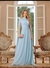 Vestido Longo de Festa Azul Serenity com Capa
