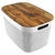 CESTA YUTE 10.8L Negro y Blanco Tapa de Madera