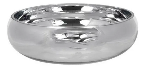 Vaso Bacia Vidro Espelhado Prateado Decorativo
