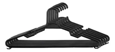 Kit 20 Cabides Adulto Preto Antideslizante Organizador Meplasfem