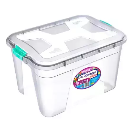 Caixa Organizadora Multiuso 20L Transparente C/ Travas