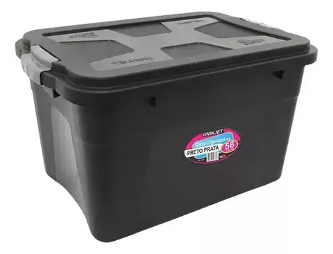 Caixa Organizadora Multiuso Plástica 56 Litros Com Tampa