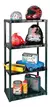 Estante Plástica Modular Preta 4 Prateleiras 38x53x122 Cm