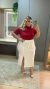 Conjunto Saia Bengaline e Blusa Malha Canelada - comprar online