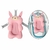 Imagem do Almofada para Banho do Bebê Banheira Universal com 3 Alças de Encaixe Bichinhos Felizes - Rosa