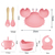 Imagem do Kit de Alimentação para Bebês de Silicone com 6 Peças Caranguejinho Divertido (Rosa)