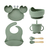 Kit de Alimentação para Bebês de Silicone com 6 Peças Caranguejinho Divertido (Verde)