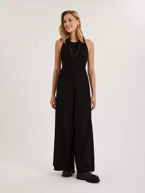 Macacão Pantalona Em Malha Com Recortes - JAB - comprar online