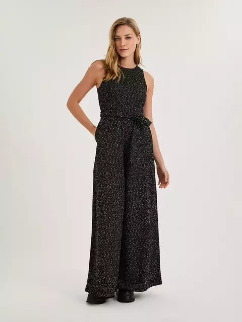 Macacão Em Tweed Com Amarração Na Cintura - JAB - comprar online