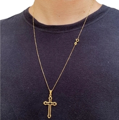 Colar Masculino Corrente 70cm + Pingente Cruz Vazada - comprar online