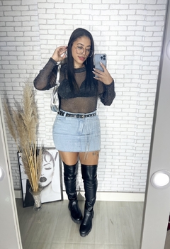 Saia jeans franja na internet