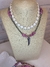 Collar piedras y colmillo plateado