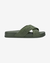 Chinelo Melissa Cozy Slide M-Lover II na cor verde, com tiras largas e logo em destaque.