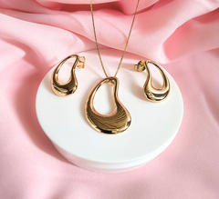 Conjunto gota orgânica, banhado a ouro 18k/semijoias