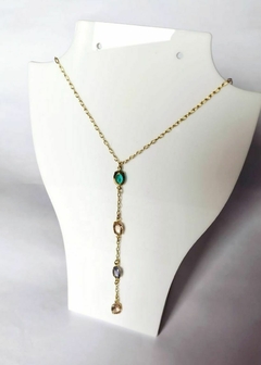 Colar banhado a ouro 18k/ gravatinha com gotas coloridas - comprar online