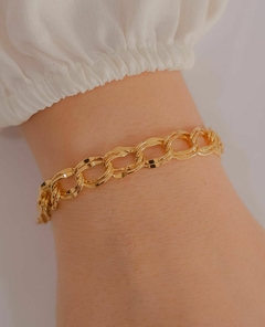 Pulseira elos duplos banhada a ouro 18k/ semijoias - comprar online