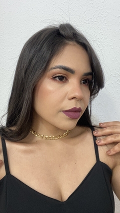 Choker elos duplos banhado a ouro 18k/semijoias na internet
