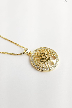 Colar com pingente árvore da vida banhado a ouro 18k/semijoias - comprar online