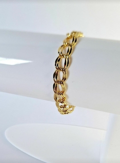 Pulseira elos duplos banhada a ouro 18k/ semijoias na internet