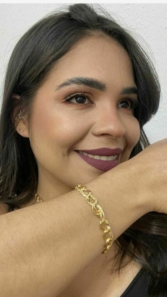 Pulseira elos duplos banhada a ouro 18k/ semijoias - loja online
