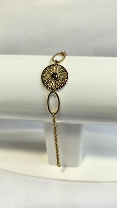 Pulseira elos mandala trabalhada centralizada, semijoias na internet