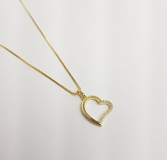 Colar coração vazado, banhado a ouro 18k/semijoias - comprar online