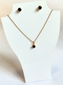 Conjunto ponto de luz preto, banhado a ouro 18k/semijoias - comprar online