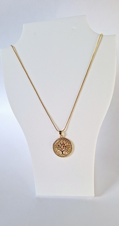Colar com pingente árvore da vida banhado a ouro 18k/semijoias na internet