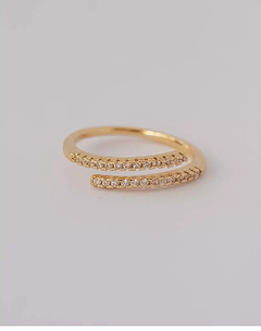 Anel ajustável cravejado de cristais, banhado a ouro 18k / semijoias - comprar online