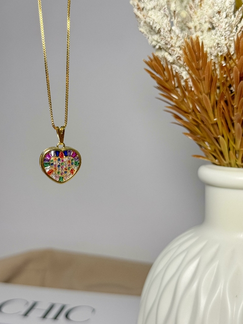 Colar coraçao zirconia