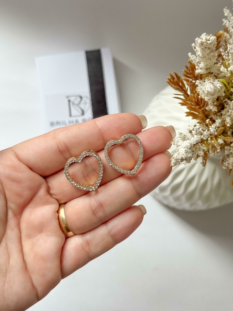 Brinco de Coração zirconia - BIJU