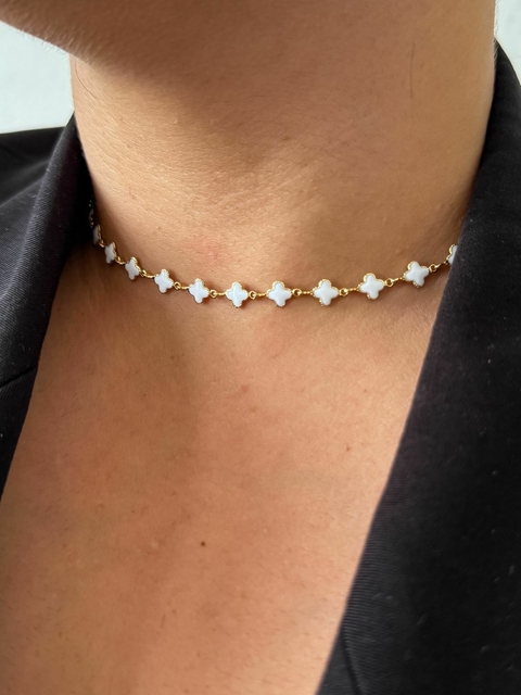 Choker Trevinho Branco - Folheado