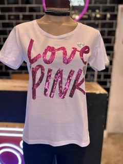 REMERA BORDADA LOVE PINK - Artha Flores