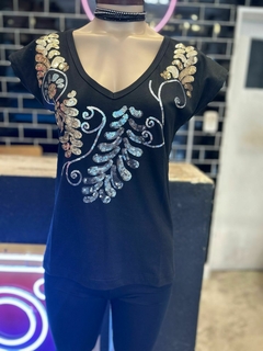 REMERA BORDADA LEAVES - Artha Flores