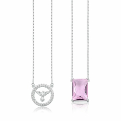 ESCAPULÁRIO DIVINO ARO CRAVEJADO E PEDRA ZIRCONIA |ROSA