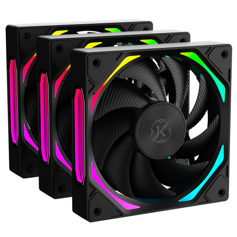 Kit 3 Fans Kalkan Halo ARGB 120mm ARGB Preto Klk00019