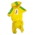Macacão de Moletom Adidog para pets, cachorro e gato, modelo fechado mangas, pernas e capuz em moletom felpado, na cor amarelo com listras verde, cores do Brasil, com estampa ADIDOG – produto importado.
