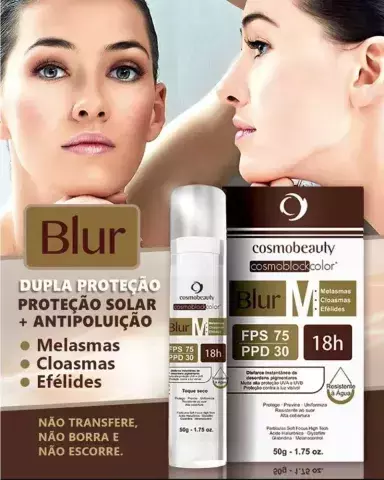 Protetor Solar Para Manchas e Melasma - Blur-M Cosmobeauty - 18 Horas de Proteção, FPS 75 e Alta Cobertura