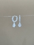 Aros argolla con gota de un cubic y borde plata 925