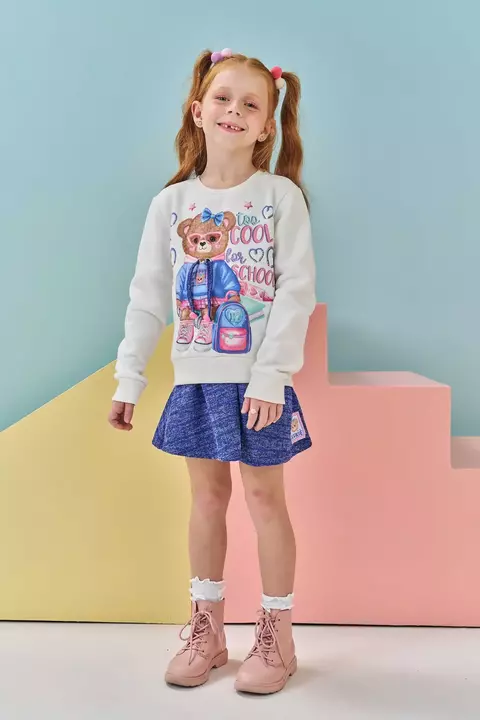 conjunto blusa moletom shorts tweed kukie roxo ursinho