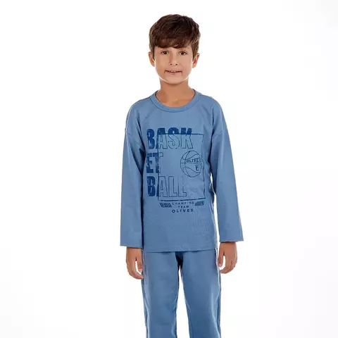 Conjunto Menino camiseta Manga Longa Calça azul Oliver