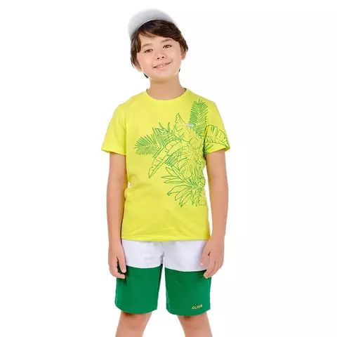 Conjunto Menino 4 Anos Camiseta verde lima shorts Oliver