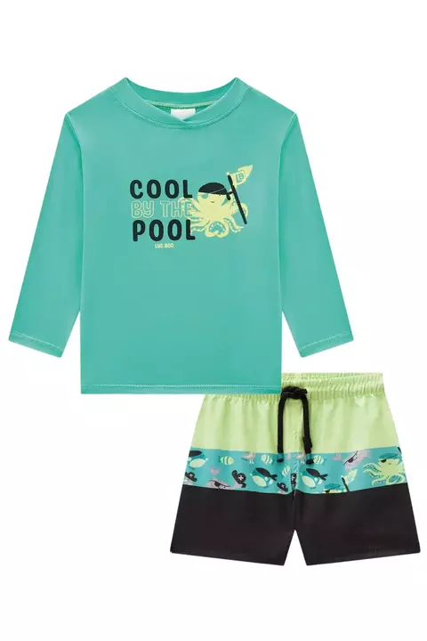 Roupa Praia Bebe Manga Longa Shorts Proteção 50+ Lucboo