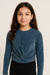 Blusa Cropped Malha Canelada Velvet Veludo pink soda Teen