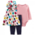 Conjunto trio Colete Capuz Bebê Menina Folhas Carters