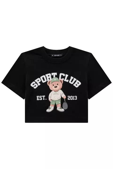 camiseta tshirt preta ursinho boxy teen adolescente lilimoon
