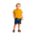 Conjunto Camisa Mostarda Botão Shorts jeans Glinny