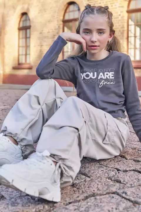 Conjunto Blusa Cropped calça parachute nylom Lilimoon