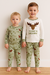 Pijama 3 pecas Plush Algodao Calça Cartrs Menino Verde - comprar online